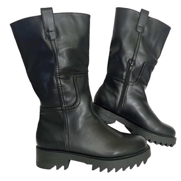 ShoeDazzle Jaffie Boots Biker Chunky Lug Sole - Picture 8 of 9